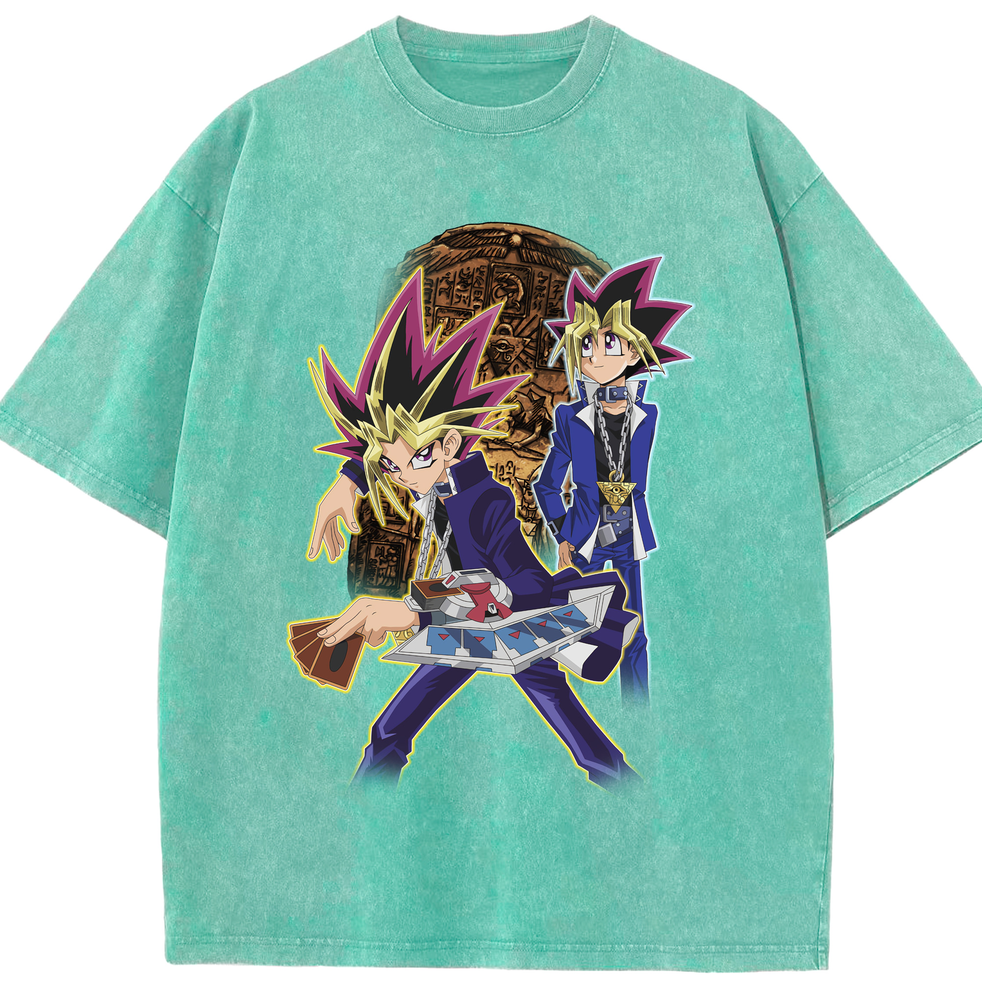 （画像用） 遊☆戯☆王 Yu-Gi-Oh! 綿100% ヴィンテージ風 半袖Tシャツ（フロントプリント）